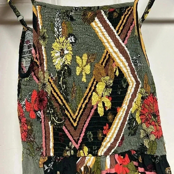 Abel the Label Trapeze Halter Maxi Dress Multicolor Floral Tiered Ruffles XS - Picture 7 of 10